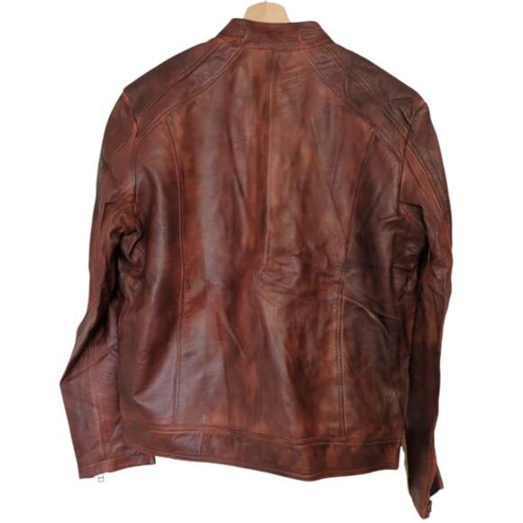 Superior Leather Garment Cafe Racer Distressed Leather Motorcycle Jacket Men's L - Picture 3 of 9